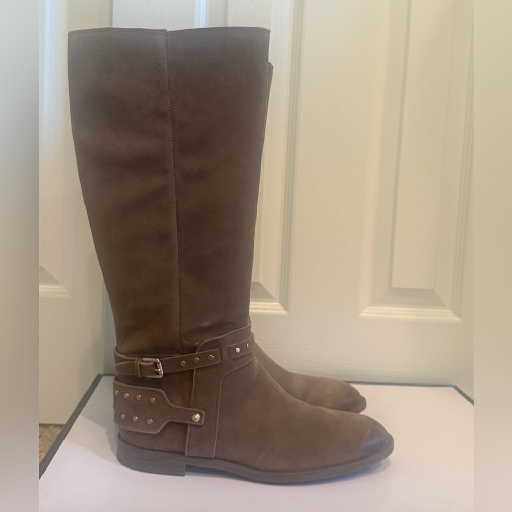 Nine West Luciana Brown Leather Knee-High Boots